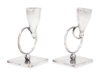 A Pair of Mexican Silver Candlesticks