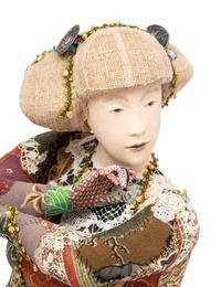 A Group of Five Contemporary Japanese Patchwork Embroidered Figures
