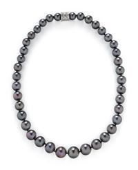 GRAY CULTURED PEARL AND DIAMOND NECKLACE
