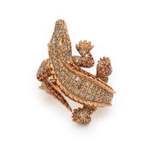 Colored Diamond, Multigem, and Rose Gold Alligator Ring