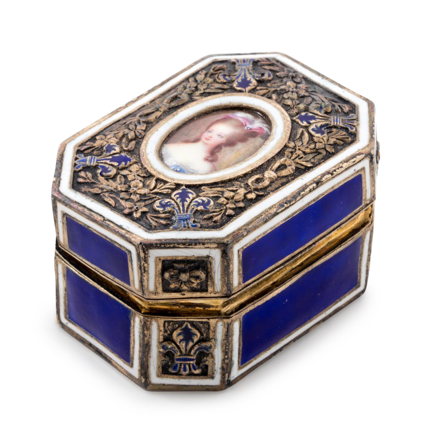 A French Engine-Turned Enamel and Silver-Gilt Box