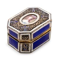 A French Engine-Turned Enamel and Silver-Gilt Box