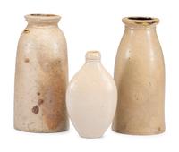 Seven Stoneware Vessels and a Six-Gallon Redware Crock