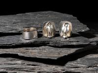 Matching Stamped Silver Ring and Clip Earrings