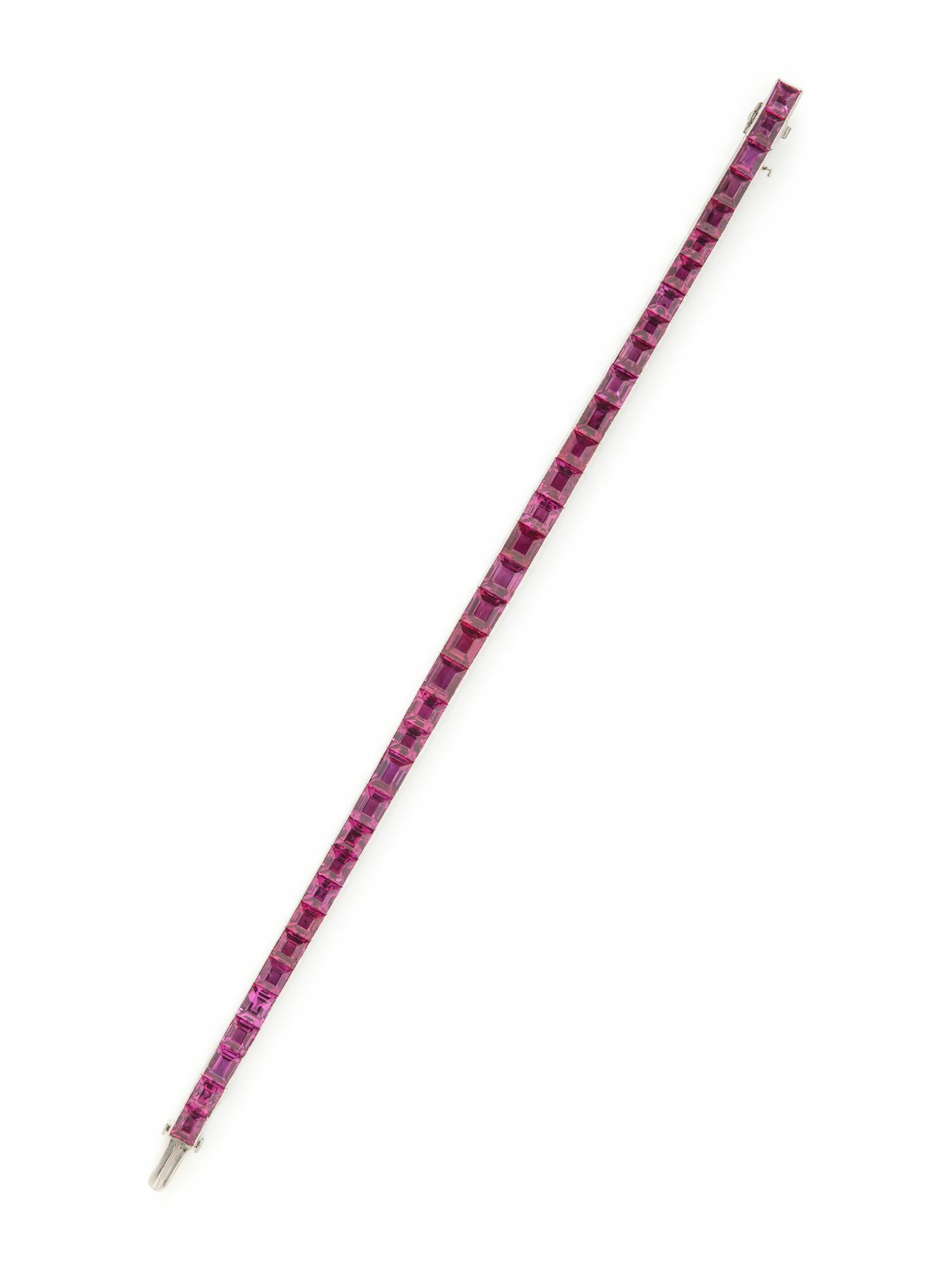 BURMESE RUBY AND PLATINUM BRACELET