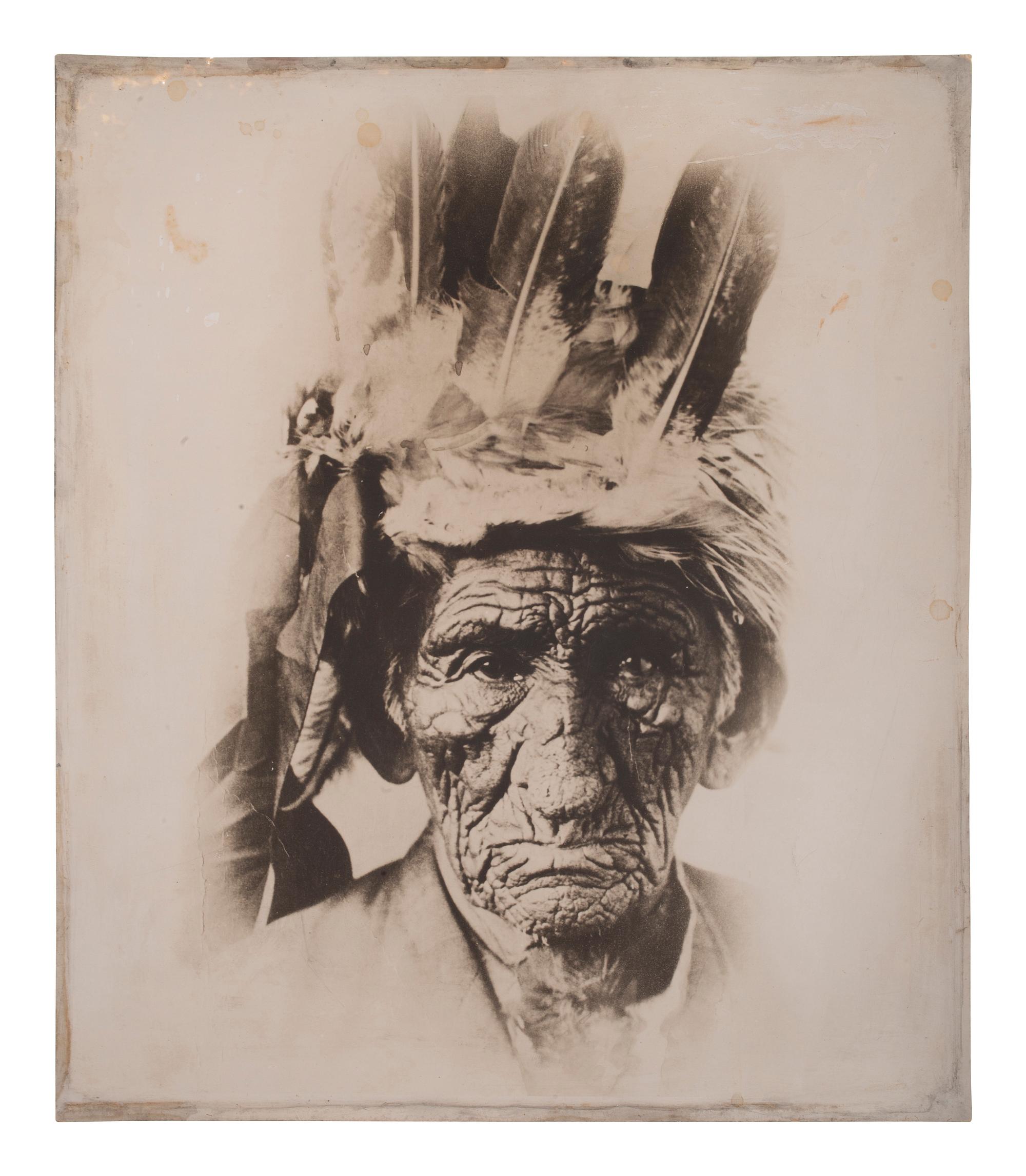 [NATIVE AMERICANS]. 3 photographs, incl. Minnesota Leech Lake Elder John Smith, AKA "Wrinkled Meat"