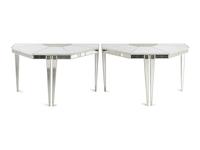 A Pair of Custom Painted and Mirror-Veneered Console Tables