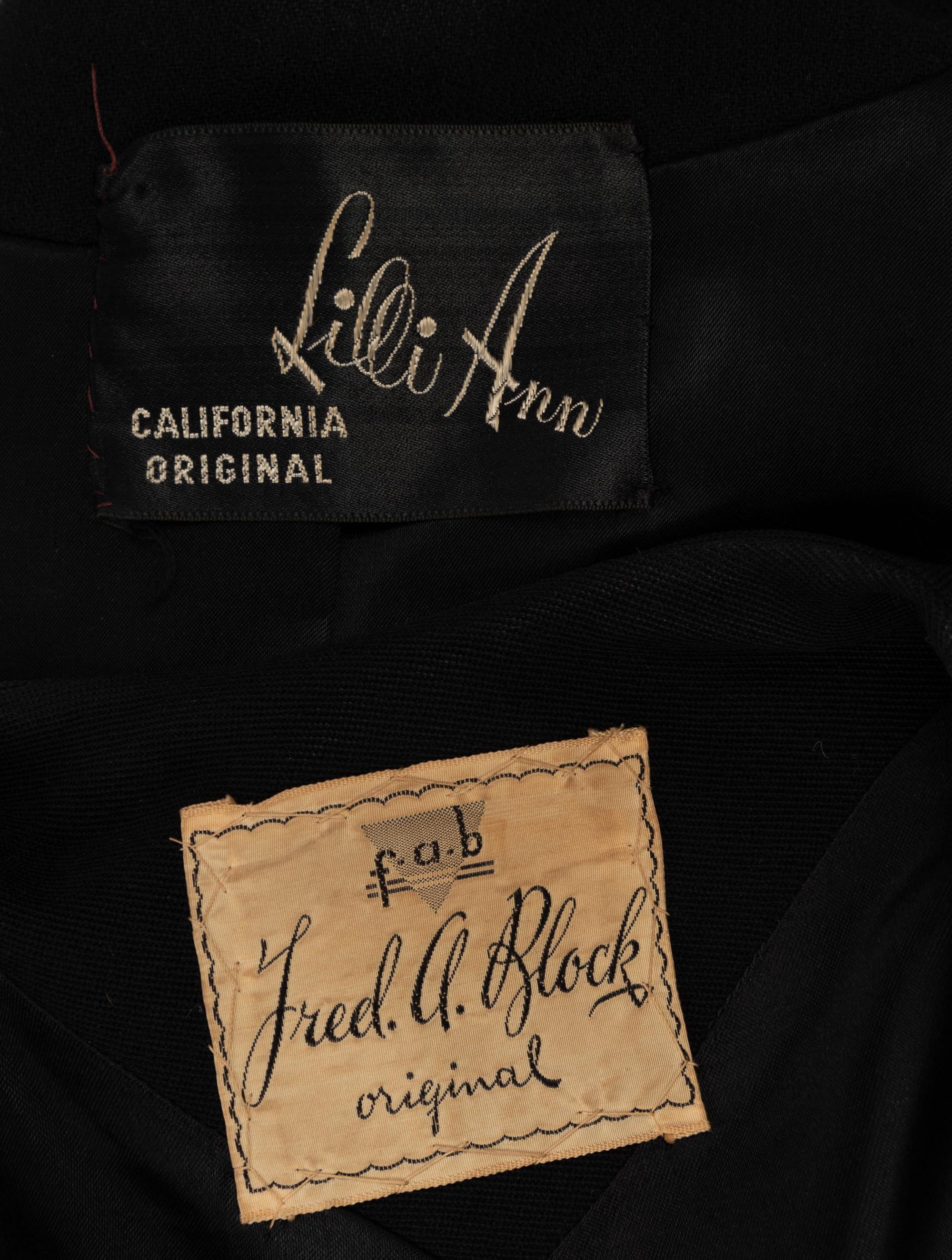 Two Black Suits; Lilli Ann & Fred A Block, 1940s
