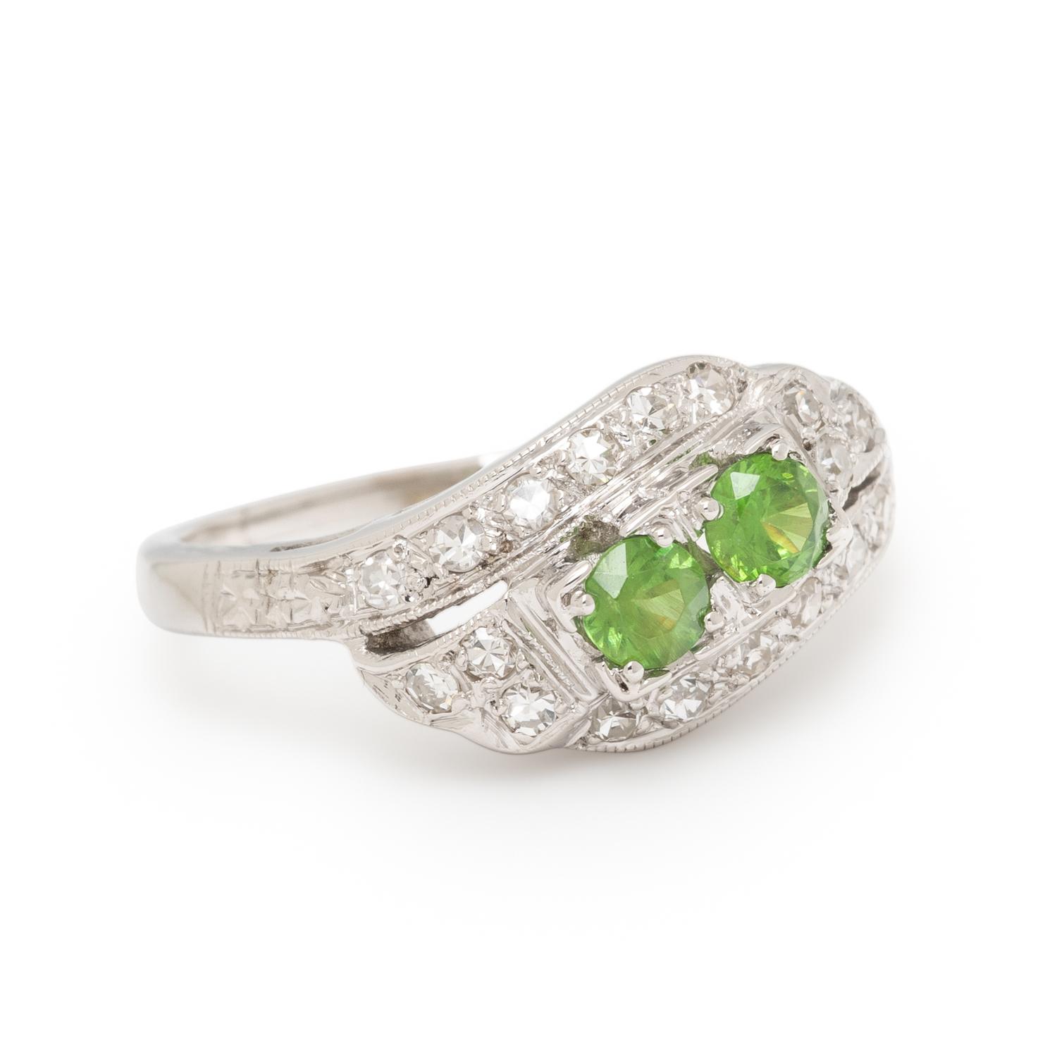 DEMANTOID GARNET AND DIAMOND BYPASS RING