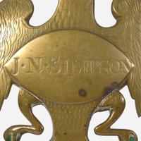 A rare cast and engraved brass eagle form door knocker Possibly Robert Carr, Sr. (active 1790-1832), New York and Philadelphia, early 19th century