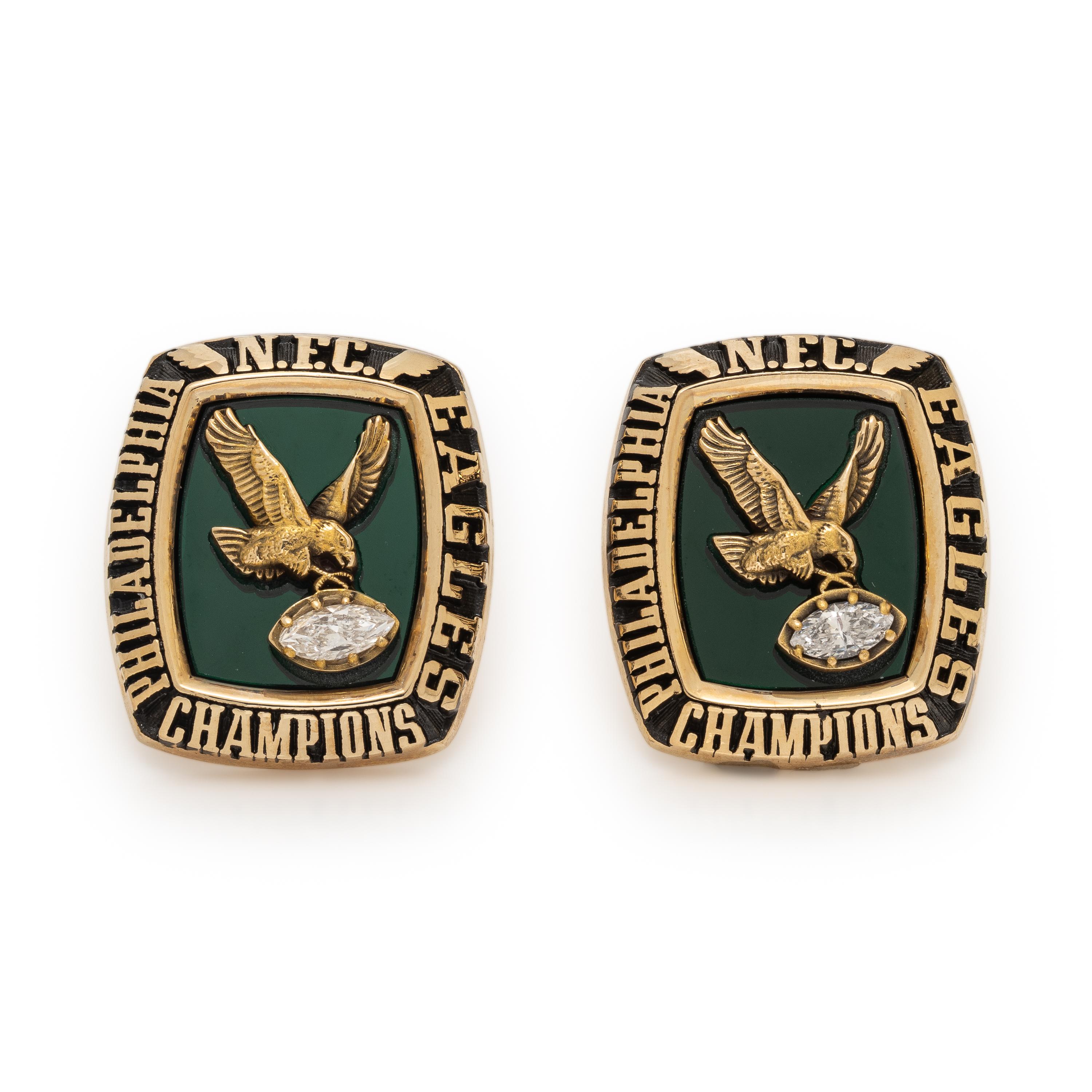 Diamond, Enamel, and Low Karat Yellow Gold Philadelphia Eagles 'NFL Champions' Cufflinks