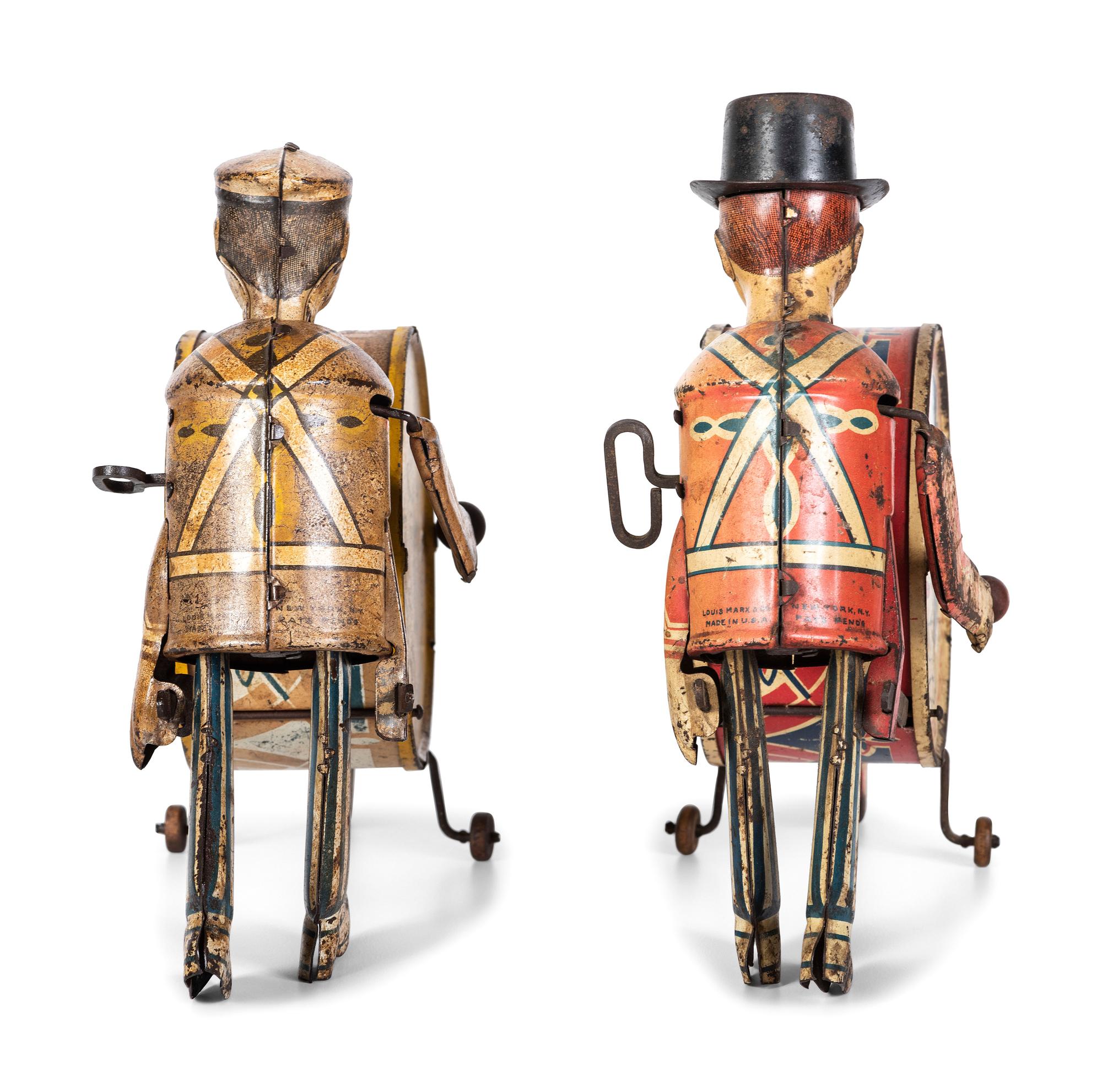Two Marx Tin Lithograph Windup Drummers