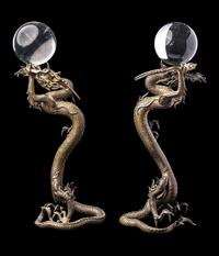 A Pair of Japanese Bronze 'Dragon' Okimono