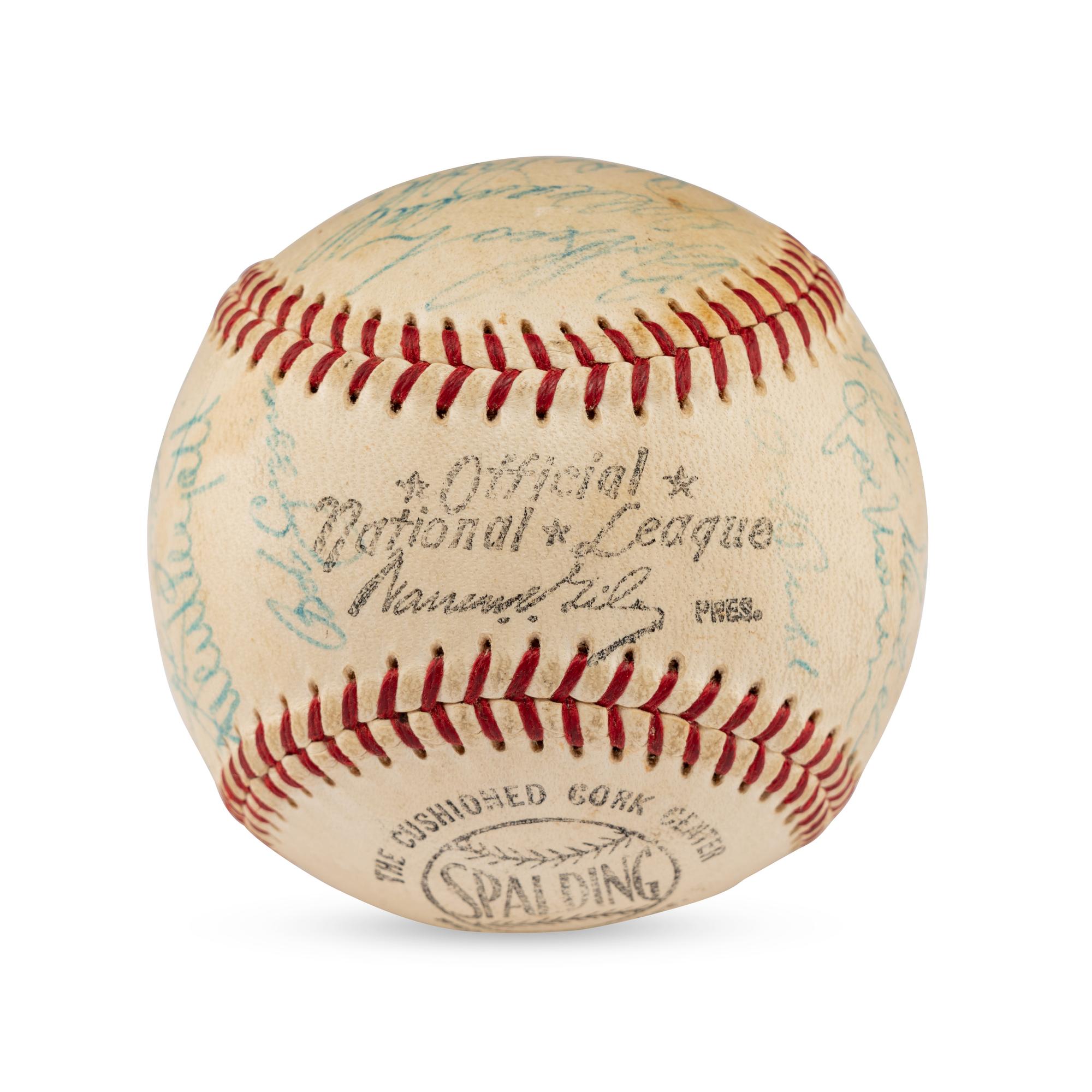 A 1959 Milwaukee Braves Team Signed Autograph Baseball Featuring Hank Aaron (Beckett Authentication Services)