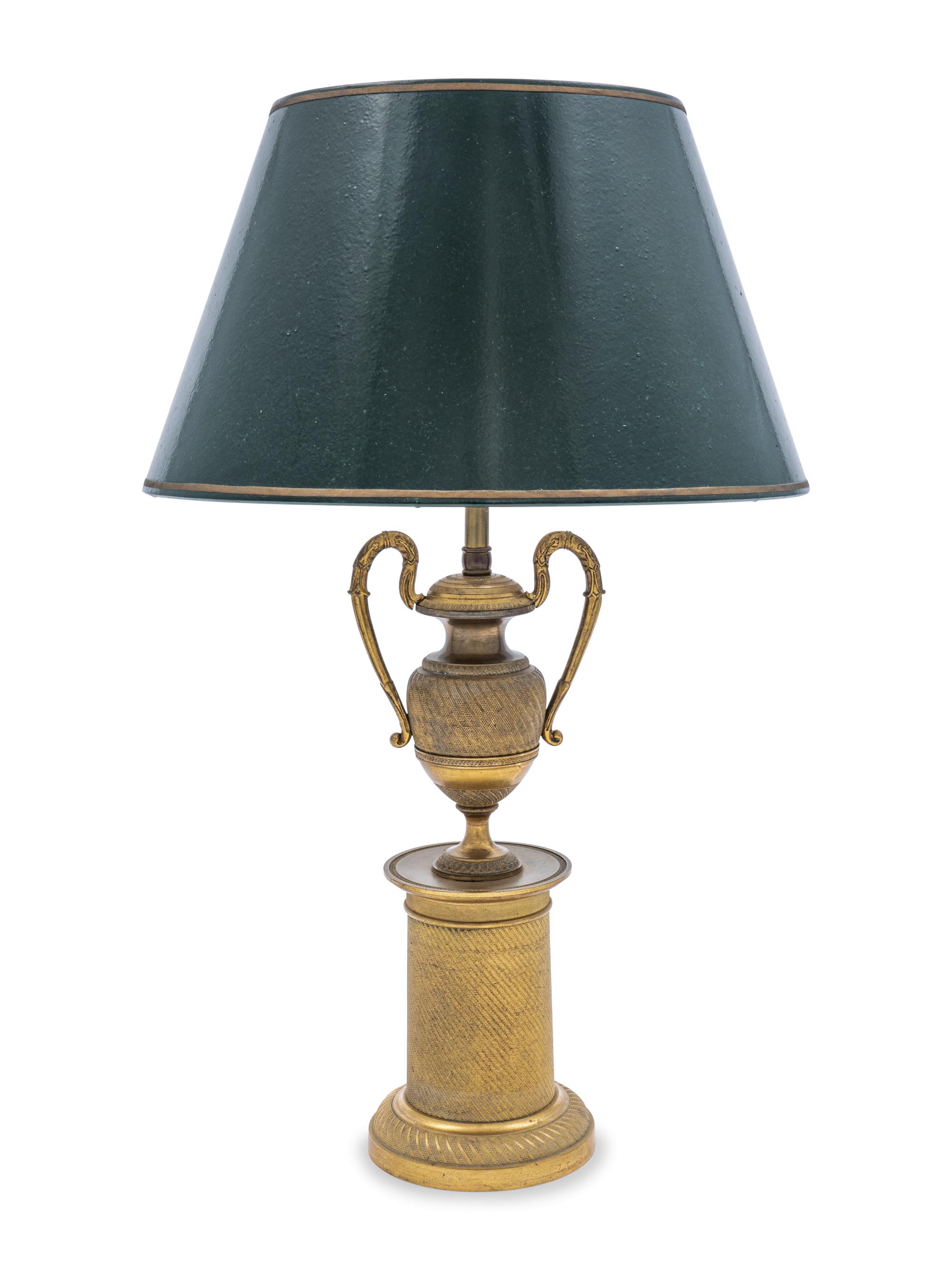 An Empire Style Gilt Bronze Urn-Form Lamp