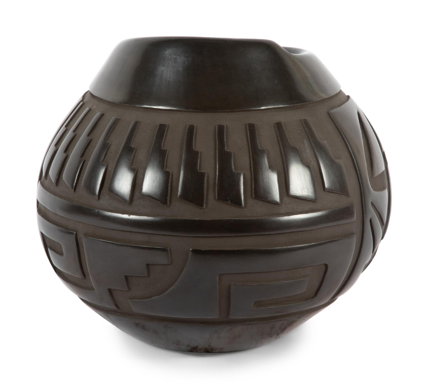 Carved Blackware Jar
