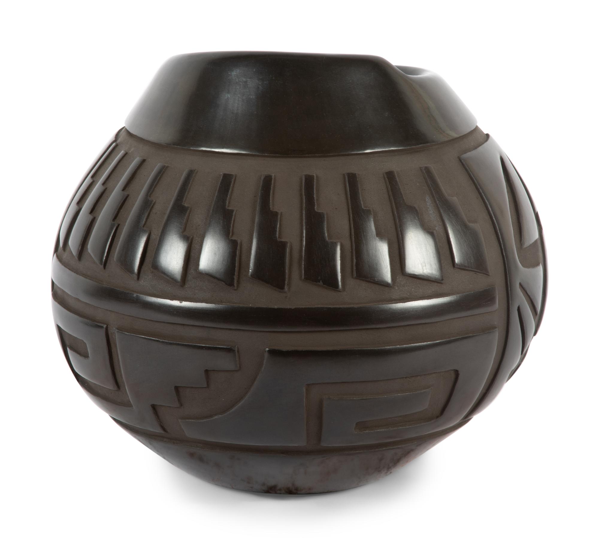 Carved Blackware Jar