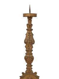 A Pair of Italian Baroque Style Carved Giltwood Pricket Sticks