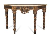 An Italian Neoclassical Style Painted Console Table with Marble Top