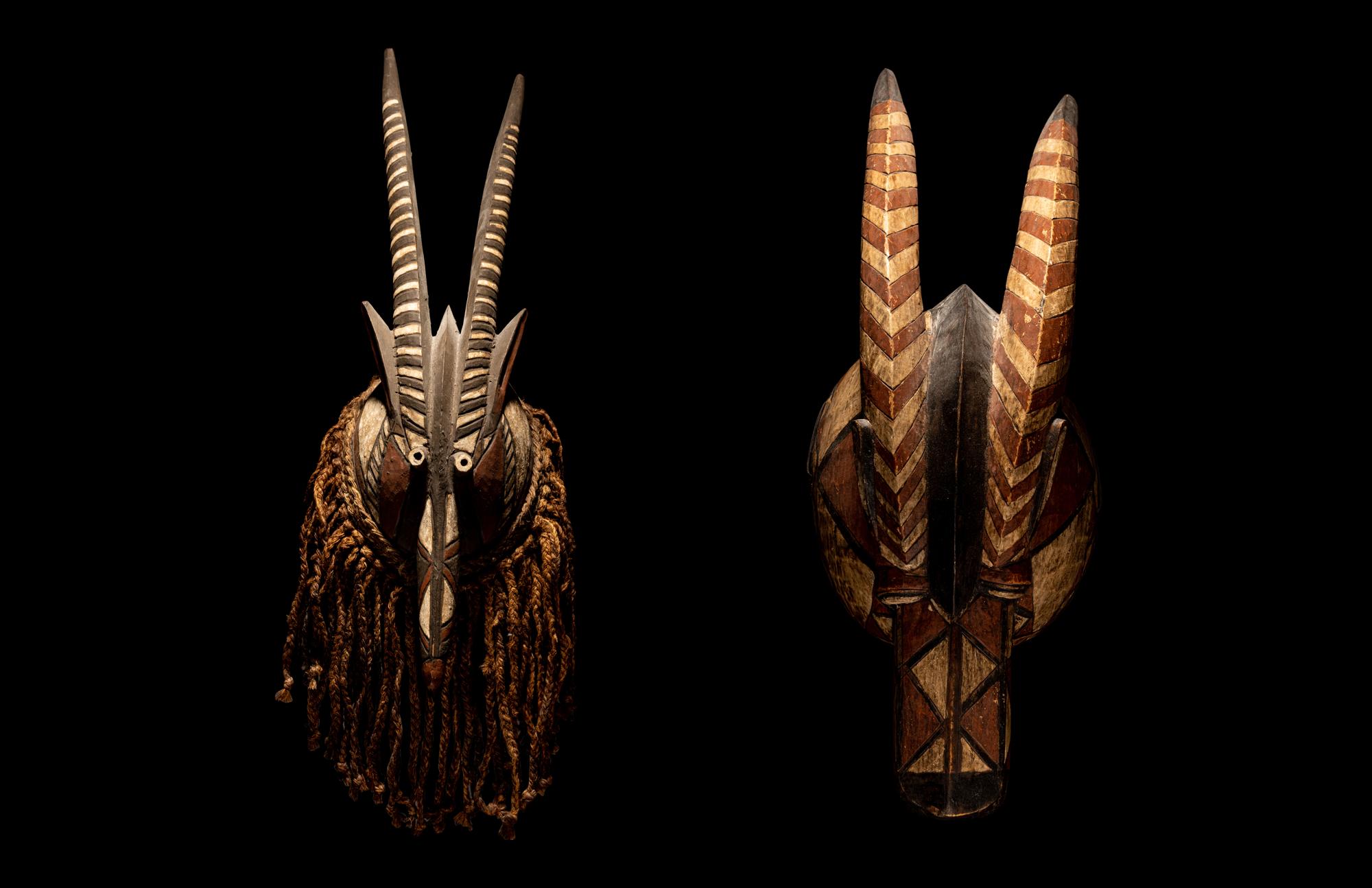 Two Mossi Wood Antelope Helmet Masks