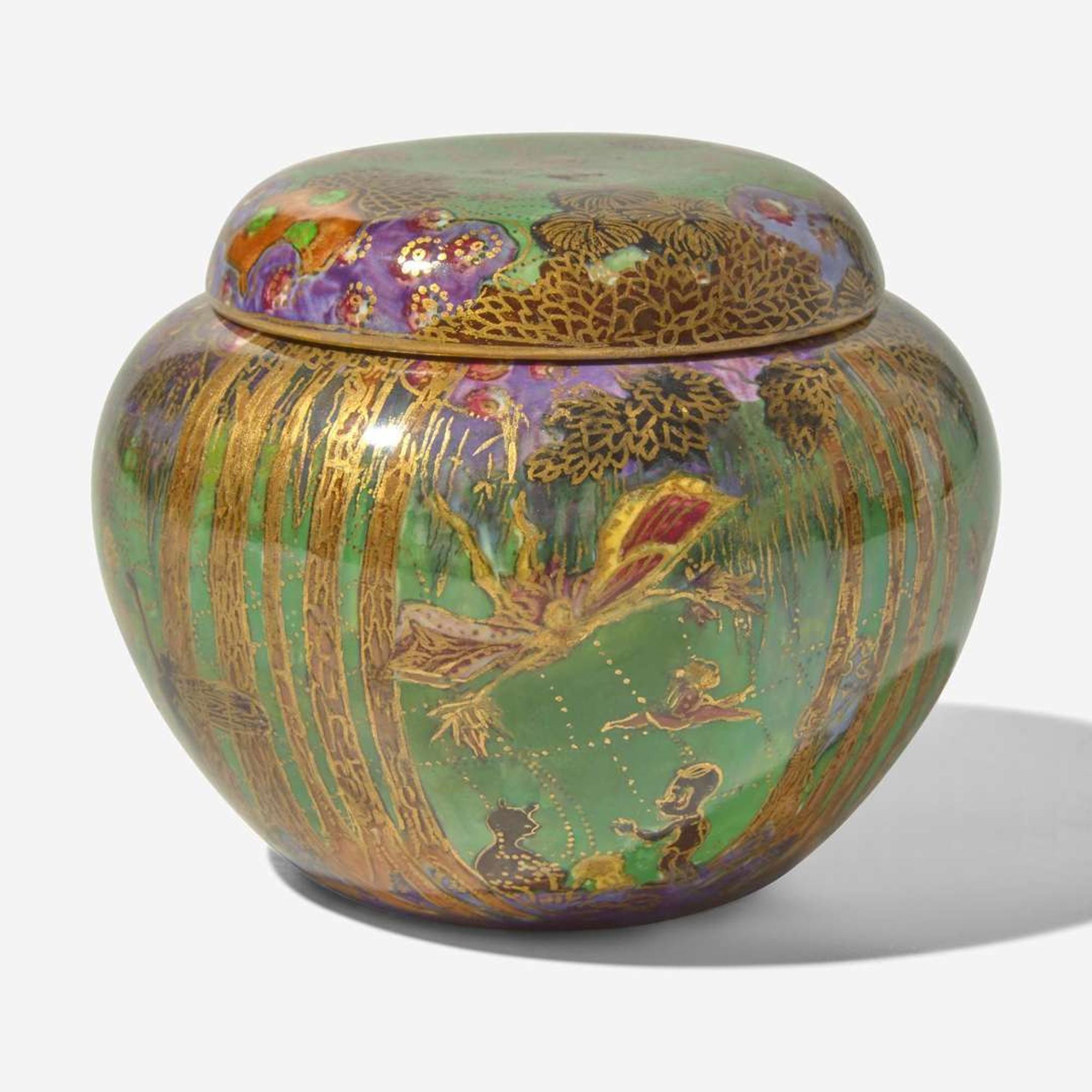 A Wedgwood Fairyland Lustre "Woodland Elves IV" Malfrey Pot UK, 1920s