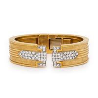 Frattini, Yellow Gold and Diamond Hinged Cuff Bracelet
