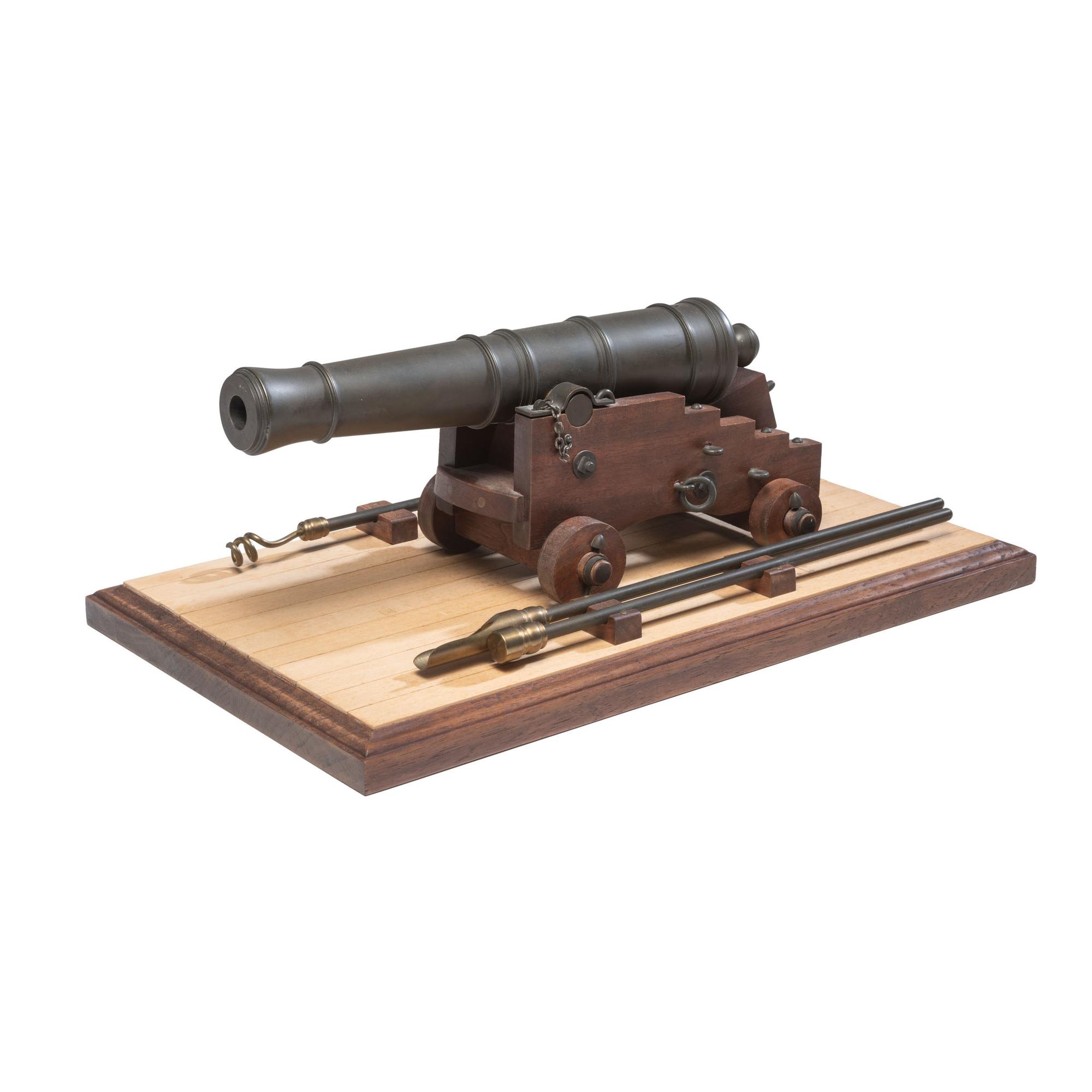 Replica Scale Cannon on Naval Carriage with Implements