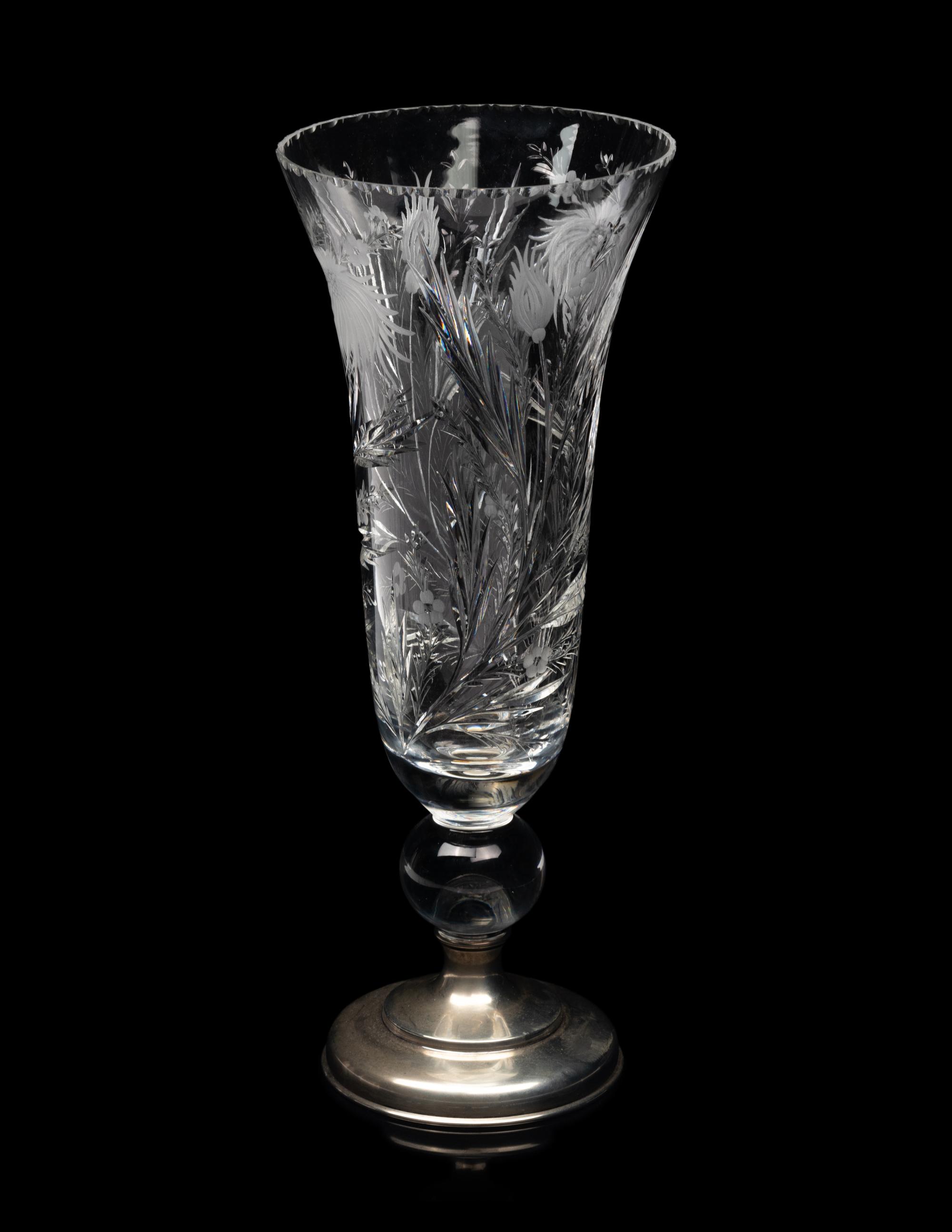 An American Silver-Mounted Cut Glass Vase