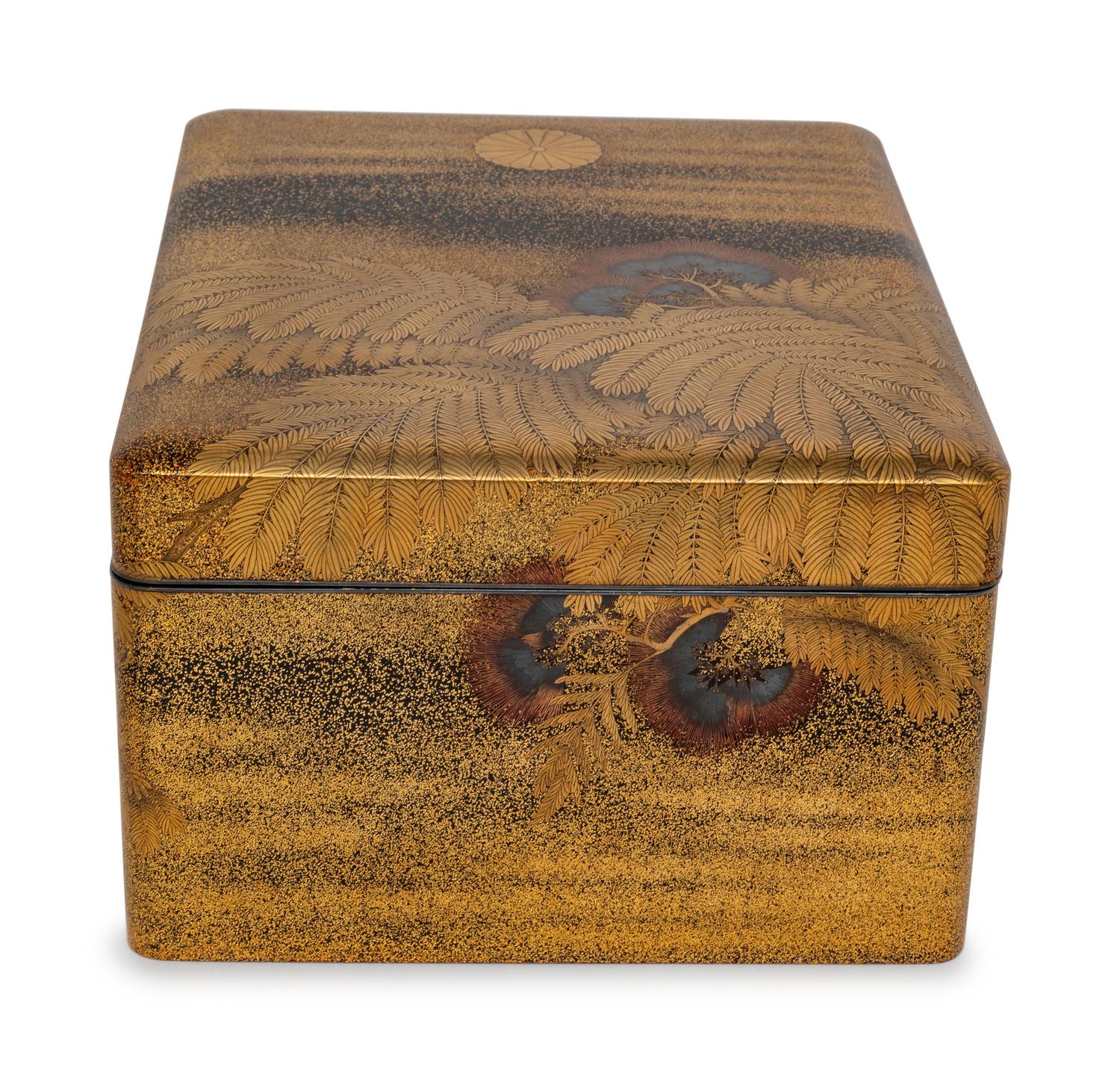 A Japanese Gilt and Polychrome Lacquer Box