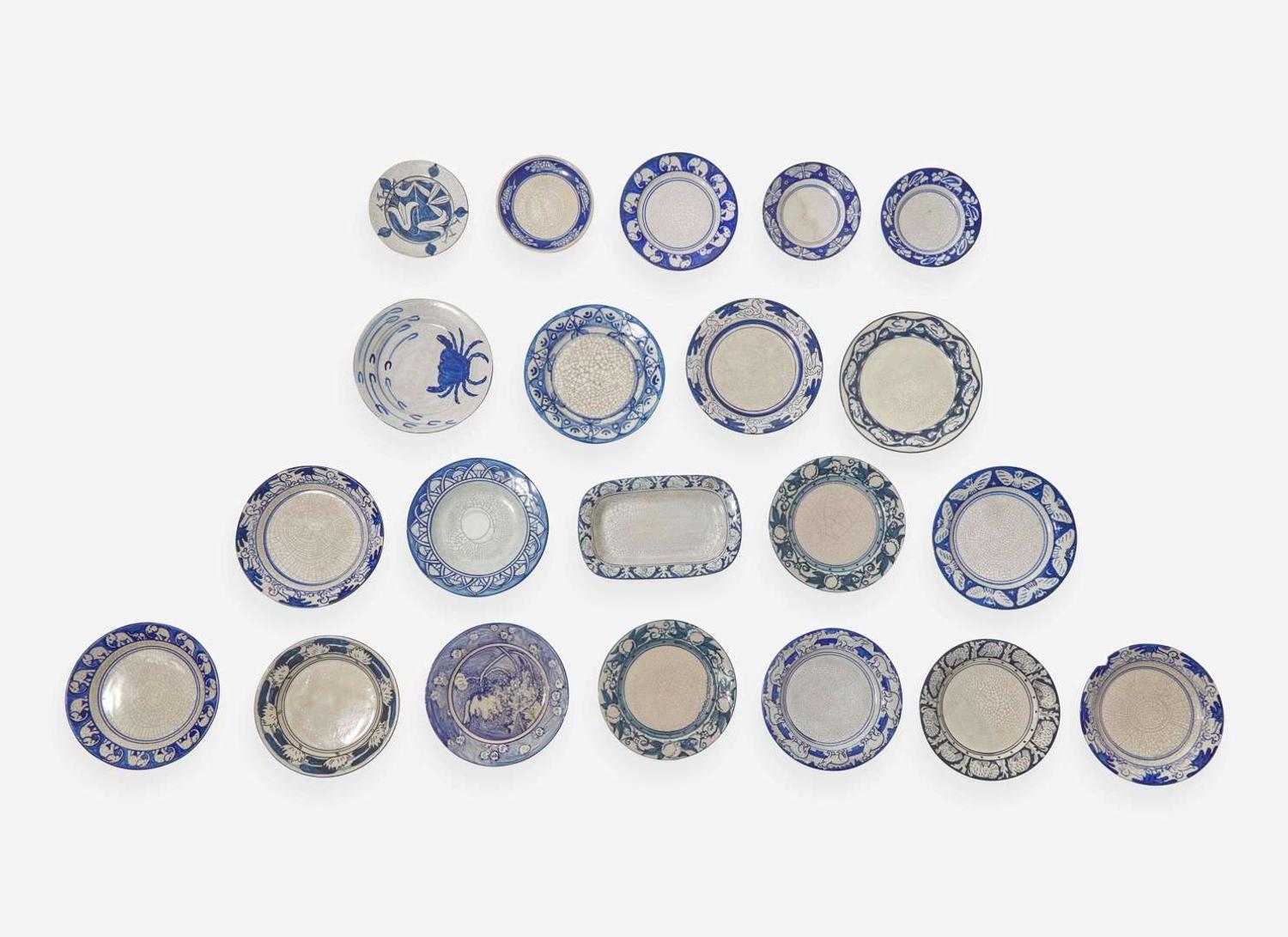 Dedham Pottery, Collection of Twenty-One Small Plates