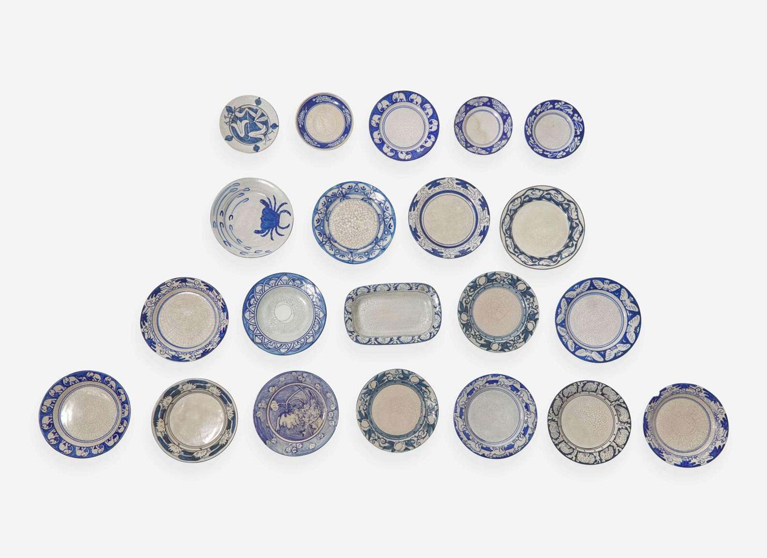 Dedham Pottery, Collection of Twenty-One Small Plates