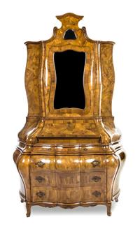 A German Burlwood Secretary LATE 19TH CENTURY Height 97 x width 62 x depth 27 inches. — LATE 19TH CENTURY