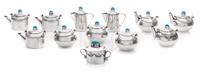 A Collection of Native American Silver Tea and Coffee Articles, Wesley K. Whitman, Navajo, comprising three teapots, three coffee pots,