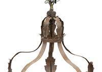 A Continental Gilt Tole and Etched Glass Hall Lantern