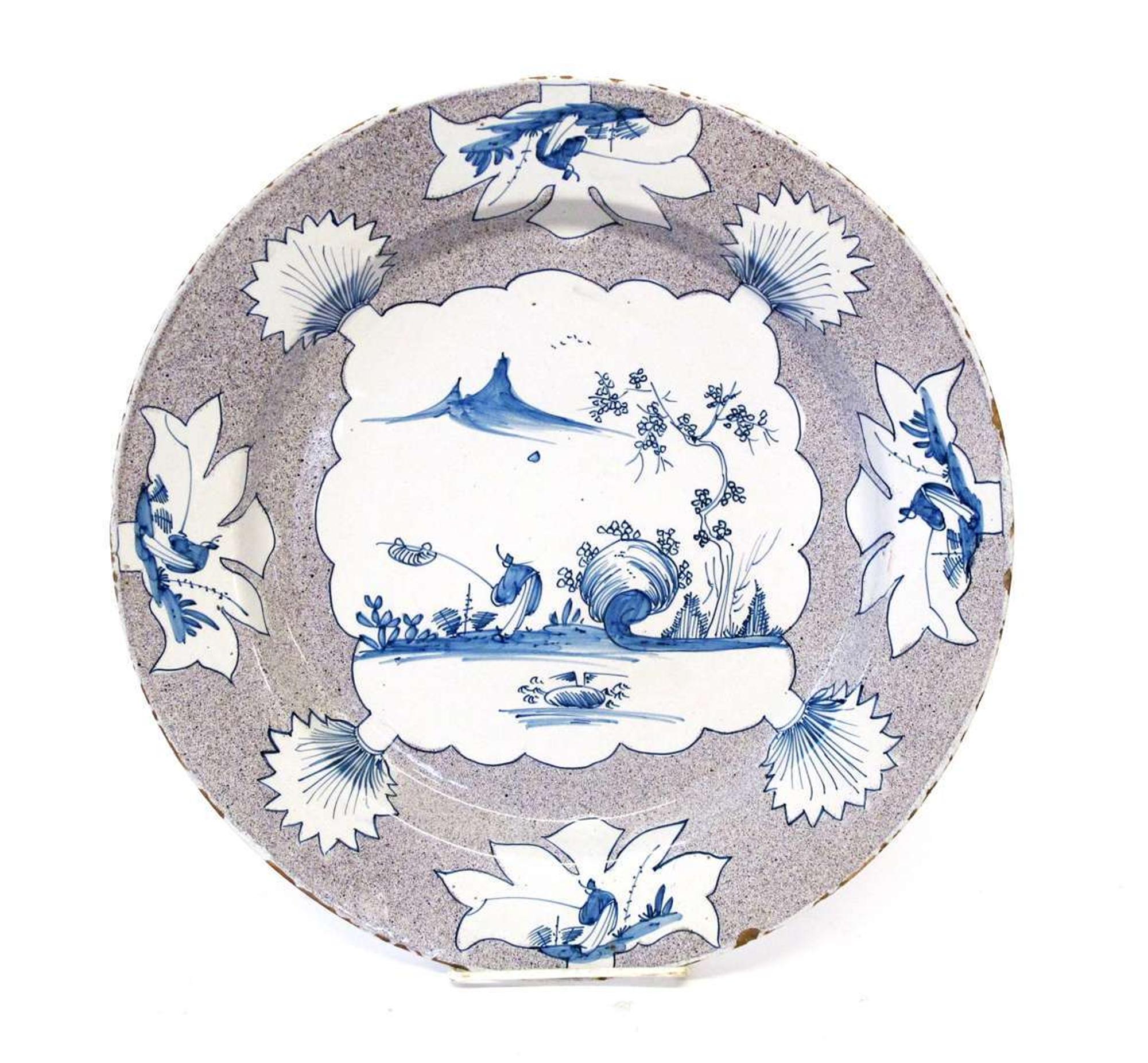 Tin-glazed pottery charger bristol, 18th century