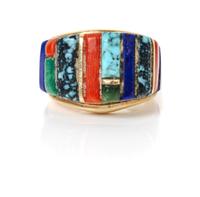 A Hopi 18 Karat Gold and Multi-Gem Ring, Charles Loloma