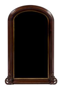 A Victorian Mahogany and Parcel Gilt Pier Mirror, Height 47 x width 29 3/4 inches.