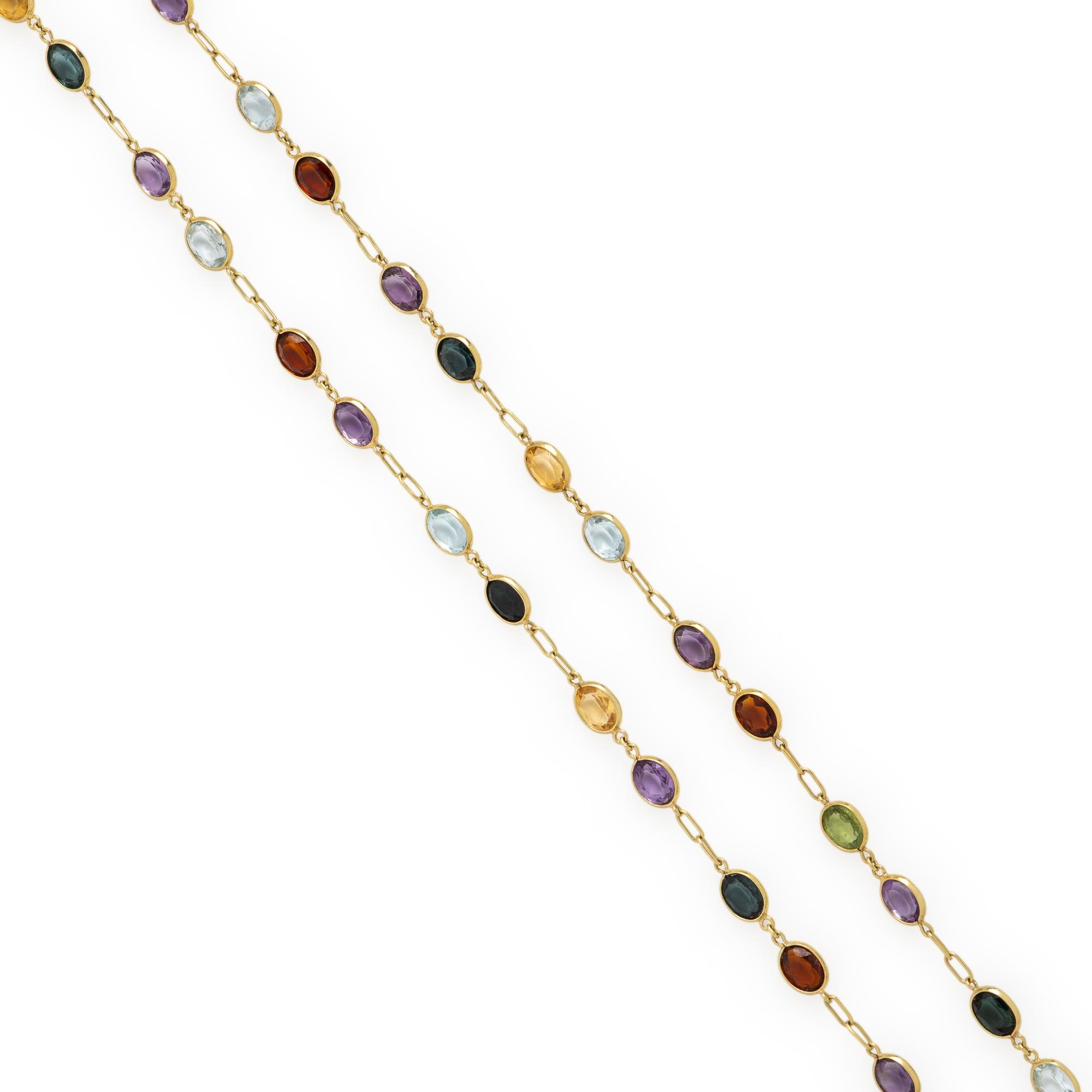 Multigem and Yellow Gold Necklace