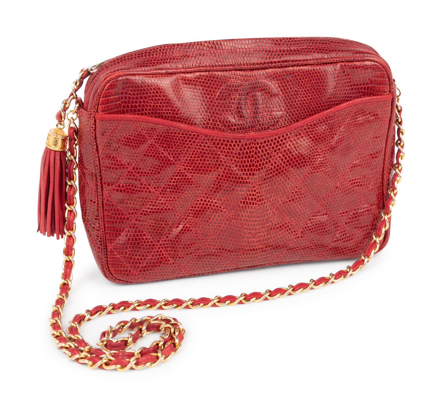 Chanel Red Lizard Shoulder Bag, c.1997