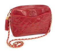 Chanel Red Lizard Shoulder Bag, c.1997