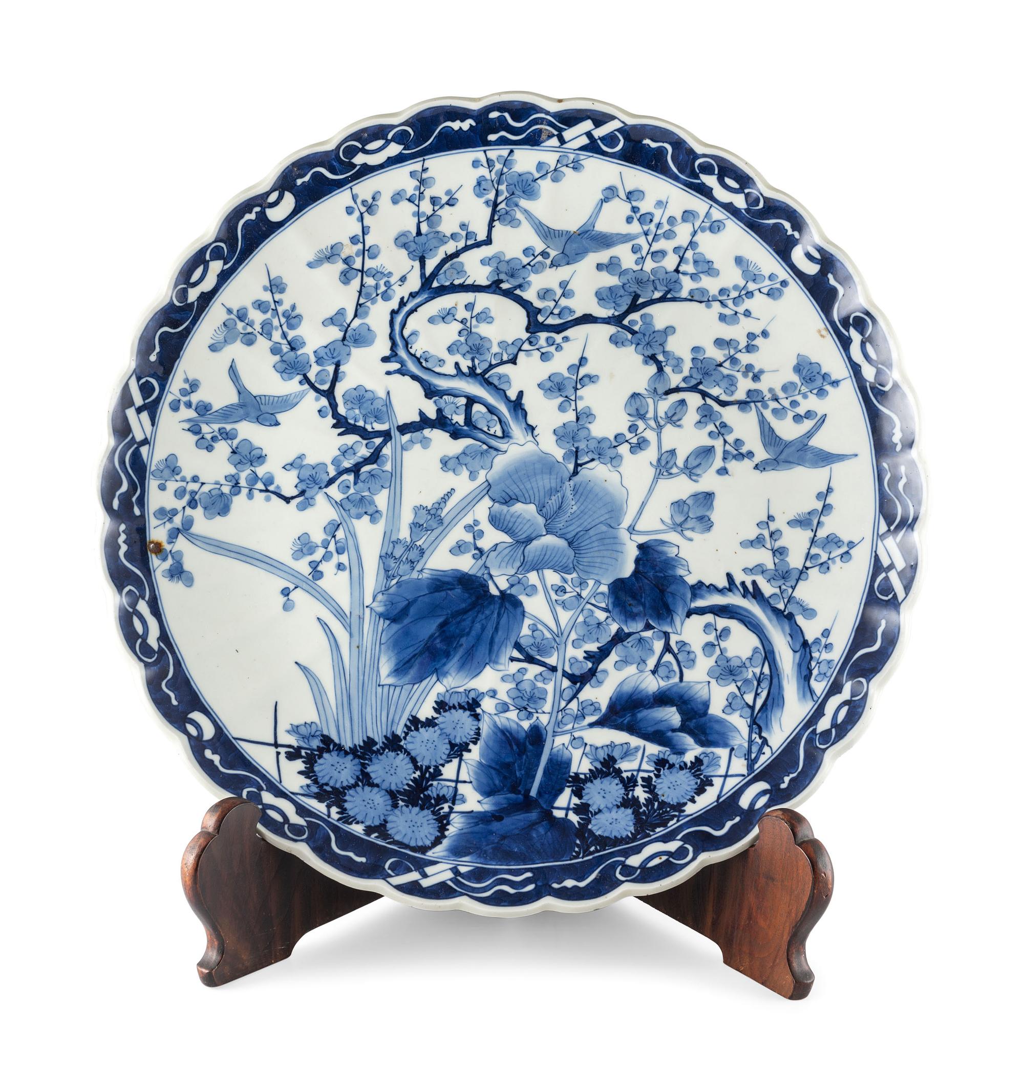 A Japanese Export Blue and White Porcelain Lobed Charger