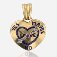 An 18K Yellow Gold, Diamond, and Ruby Heart Shape Pendant