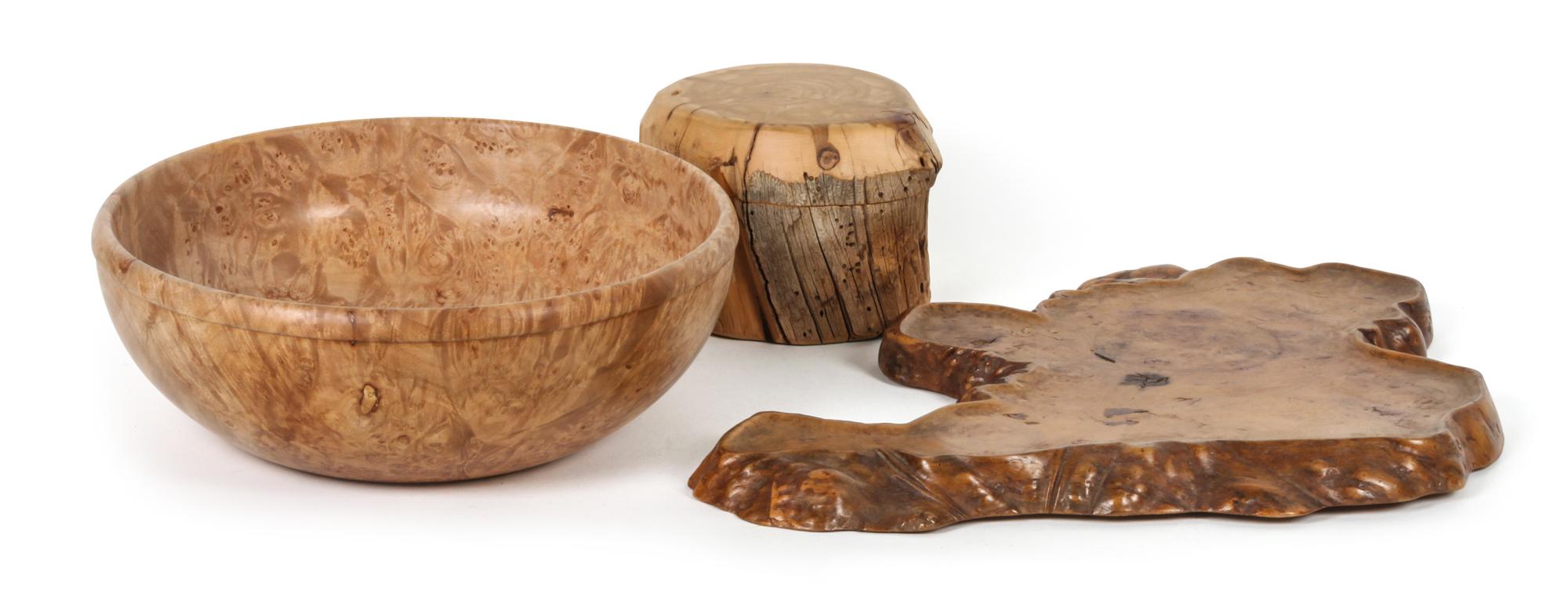 A Large Turned Wood Vessel, Clark Crabtree Height of largest 8 1/2 x diameter 18 inches.