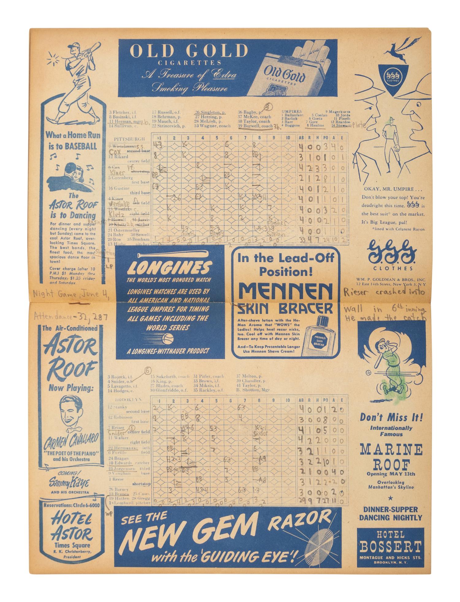 A Group of Over 30 1947-51 Jackie Robinson Brooklyn Dodgers Programs / Scorecards