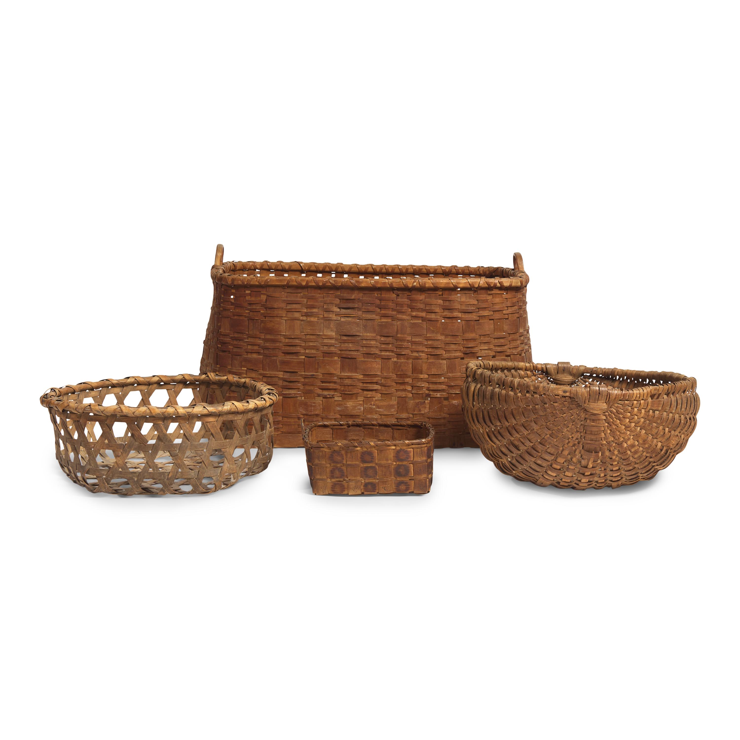 A Group of Four Assorted Woven Splint Baskets