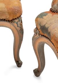 A Pair of Louis XV Style Tapestry-Upholstered and Painted Fauteuils — 19TH CENTURY