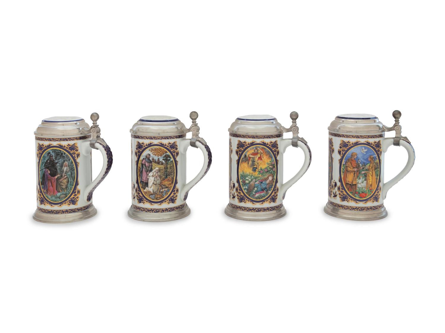 A Set of Four Villeroy & Boch Porcelain Steins