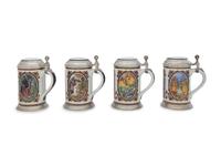 A Set of Four Villeroy & Boch Porcelain Steins