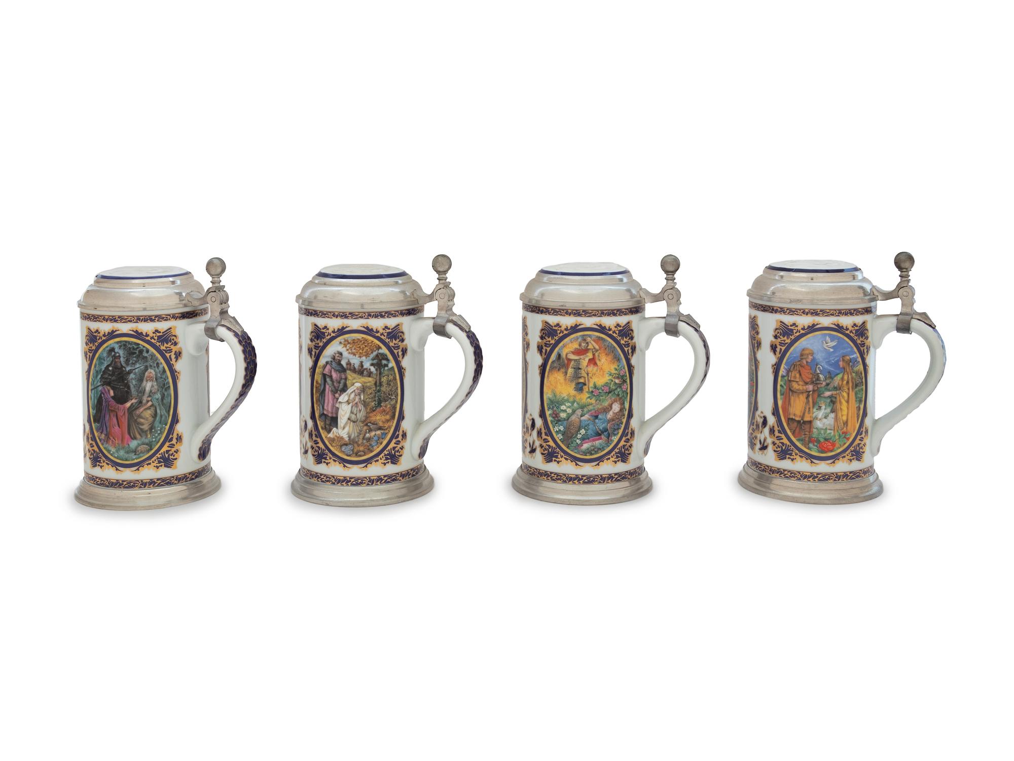 A Set of Four Villeroy & Boch Porcelain Steins