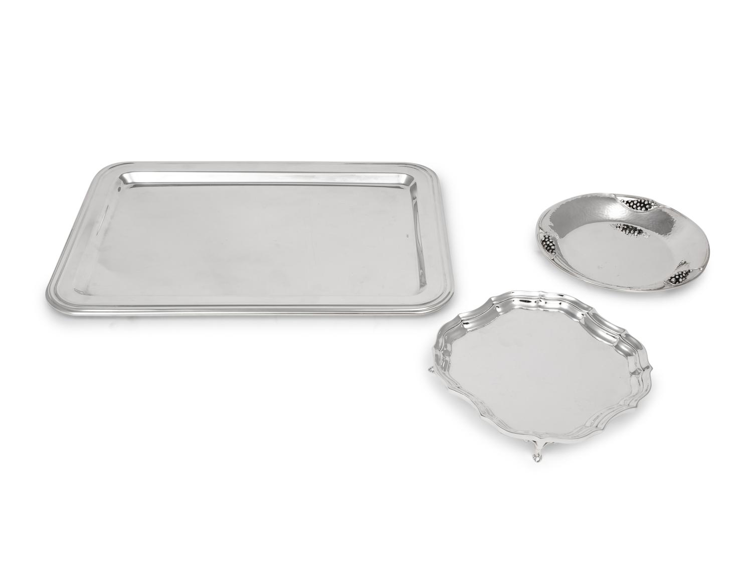 A Group of Six Silver-Plate Serving Trays